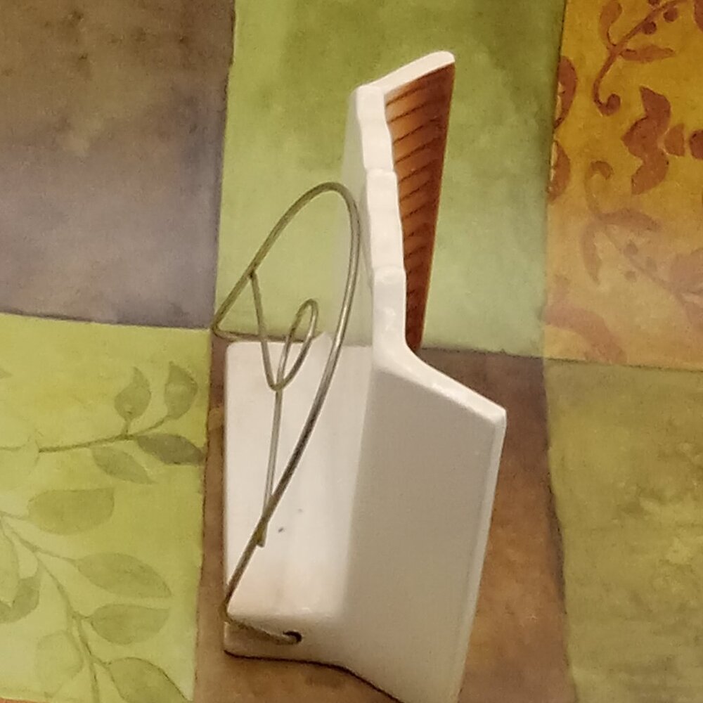 Vintage THANKFUL Ceramic Napkin Holder Kitchen Prayer Brown Thanksgiving Friends - Picture 9 of 14